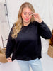 Black Long Sleeve Rounded Neck Sweater - Whiskey Skies - SEW IN LOVE