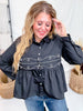 Black Loopty Lou Long Sleeve Top With Western Embroidery - Whiskey Skies - 2 FLY CO.