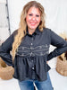 Black Loopty Lou Long Sleeve Top With Western Embroidery - Whiskey Skies - 2 FLY CO.