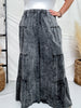 Black Mineral Washed Tiered Wide Leg Pants - Whiskey Skies - OLI & HALI