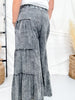 Black Mineral Washed Tiered Wide Leg Pants - Whiskey Skies - OLI & HALI