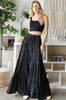 Black Mineral Washed Tiered Wide Leg Pants - Whiskey Skies - OLI & HALI