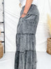 Black Mineral Washed Tiered Wide Leg Pants - Whiskey Skies - OLI & HALI
