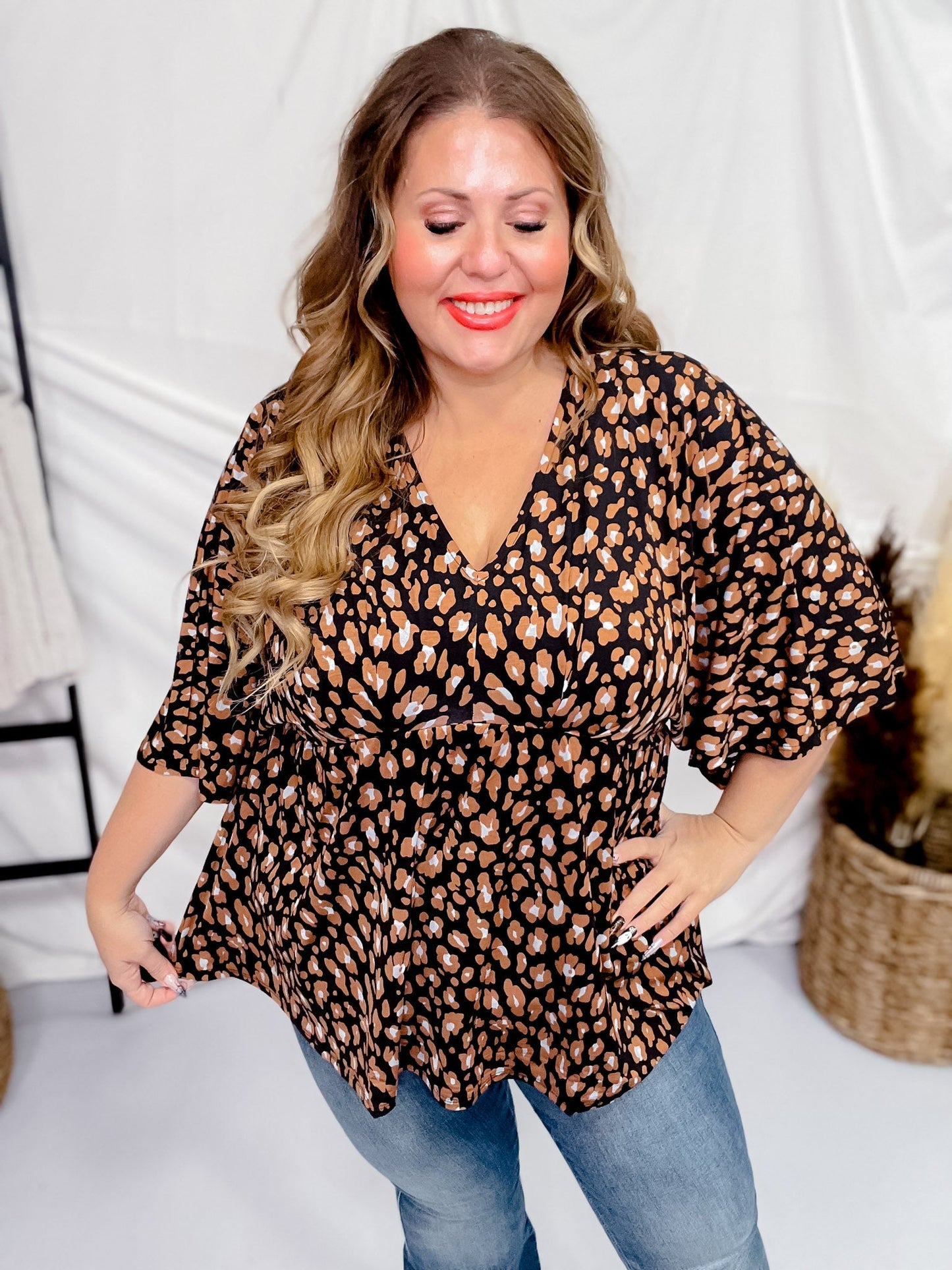 Black Mocha 3/4 Dolman Sleeve Dreamer Top - Whiskey Skies - DEAR SCARLETT