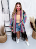 Black Multicolor Crochet Fringe Open Front Cardigan Duster - Whiskey Skies - SWEET GENERIS
