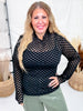 Black On Black Checkerboard Long Sleeve Mesh Top - Whiskey Skies - JADE BY JANE