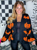 Black Open Front Cardigan With Orange Bats & Jack - O - Lanterns - Whiskey Skies - BIBI