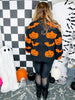 Black Open Front Cardigan With Orange Bats & Jack - O - Lanterns - Whiskey Skies - BIBI