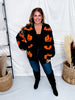 Black Open Front Cardigan With Orange Bats & Jack - O - Lanterns - Whiskey Skies - BIBI