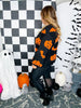 Black Open Front Cardigan With Orange Bats & Jack - O - Lanterns - Whiskey Skies - BIBI