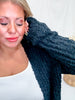 Black Open Front Popcorn Textured Cardigan - Whiskey Skies - SWEET GENERIS
