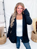 Black Open Front Popcorn Textured Cardigan - Whiskey Skies - SWEET GENERIS