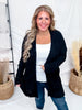 Black Open Front Popcorn Textured Cardigan - Whiskey Skies - SWEET GENERIS