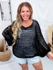 Black Open Knit Cover Up With Dolman Sleeves - Whiskey Skies - COZY CO