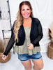 Black Open Knit Pullover Cocoon Body Cardigan - Whiskey Skies - COZY CO