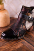 Black Painted & Embossed Leather Ankle Boots - Whiskey Skies - SPRING FOOTWEAR