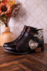Black Painted & Embossed Leather Ankle Boots - Whiskey Skies - SPRING FOOTWEAR