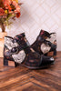 Black Painted & Embossed Leather Ankle Boots - Whiskey Skies - SPRING FOOTWEAR