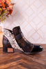 Black Painted & Embossed Leather Ankle Boots - Whiskey Skies - SPRING FOOTWEAR