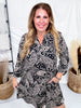 Black Paisley Print Long Sleeve A - Line Dress - Whiskey Skies - DEAR SCARLETT