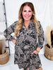 Black Paisley Print Long Sleeve A - Line Dress - Whiskey Skies - DEAR SCARLETT