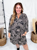 Black Paisley Print Long Sleeve A - Line Dress - Whiskey Skies - DEAR SCARLETT