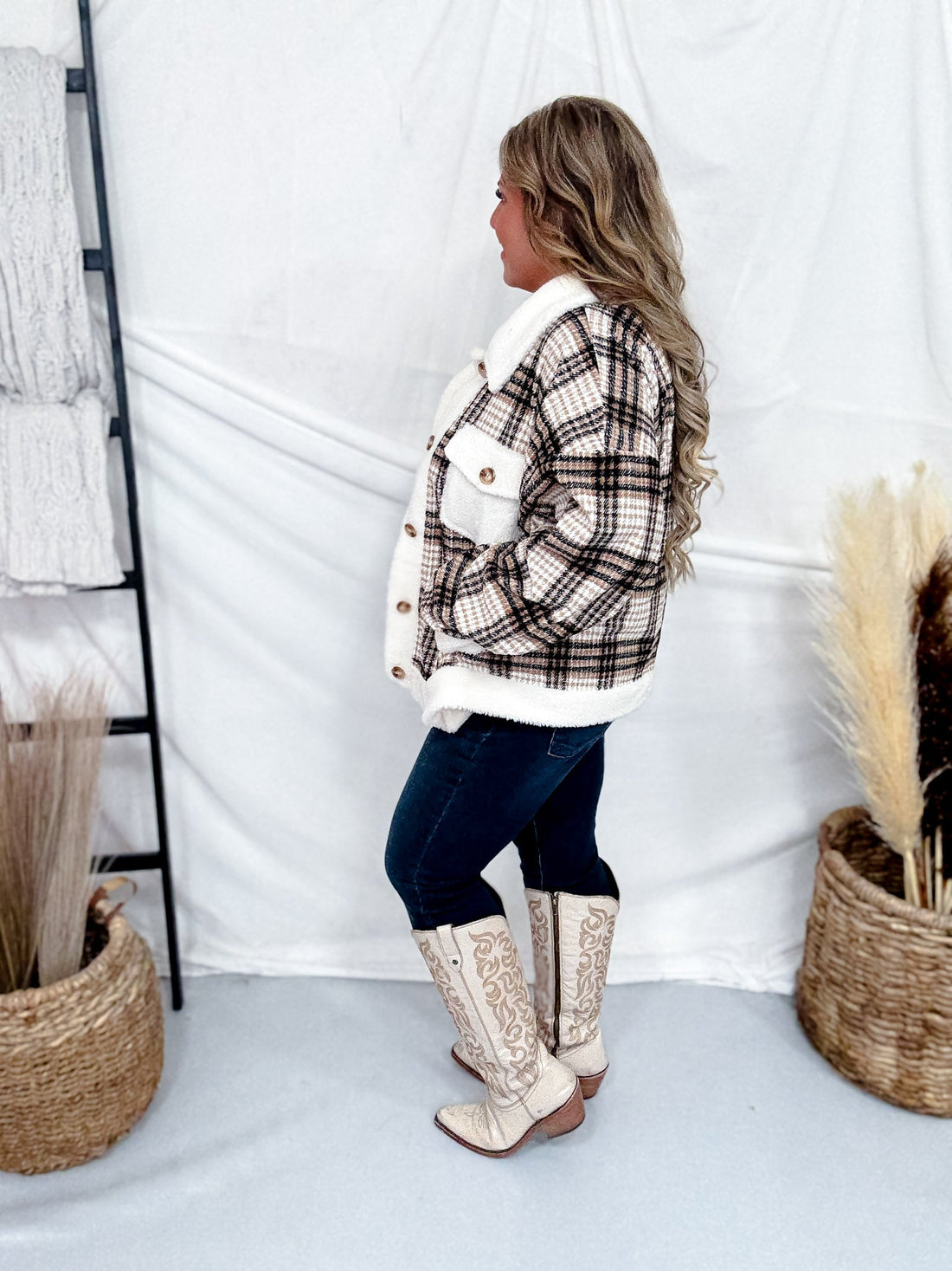 Black Plaid Sherpa Jacket - Whiskey Skies - ODDI