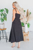 Black Polka Dot Tie Spaghetti Strap Maxi Dress - Whiskey Skies - J.NNA