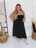 Black Polka Dot Tie Spaghetti Strap Maxi Dress - Whiskey Skies - J.NNA