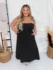 Black Polka Dot Tie Spaghetti Strap Maxi Dress - Whiskey Skies - J.NNA