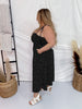 Black Polka Dot Tie Spaghetti Strap Maxi Dress - Whiskey Skies - J.NNA