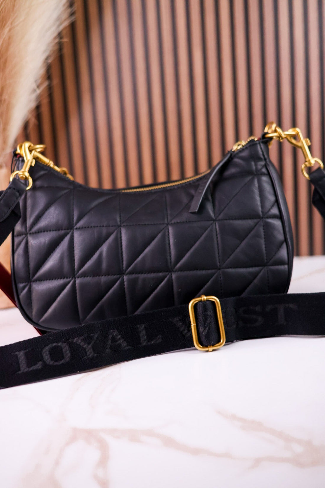 Black Quilted Nappa Leather Bag - Whiskey Skies - MYRA BAGS