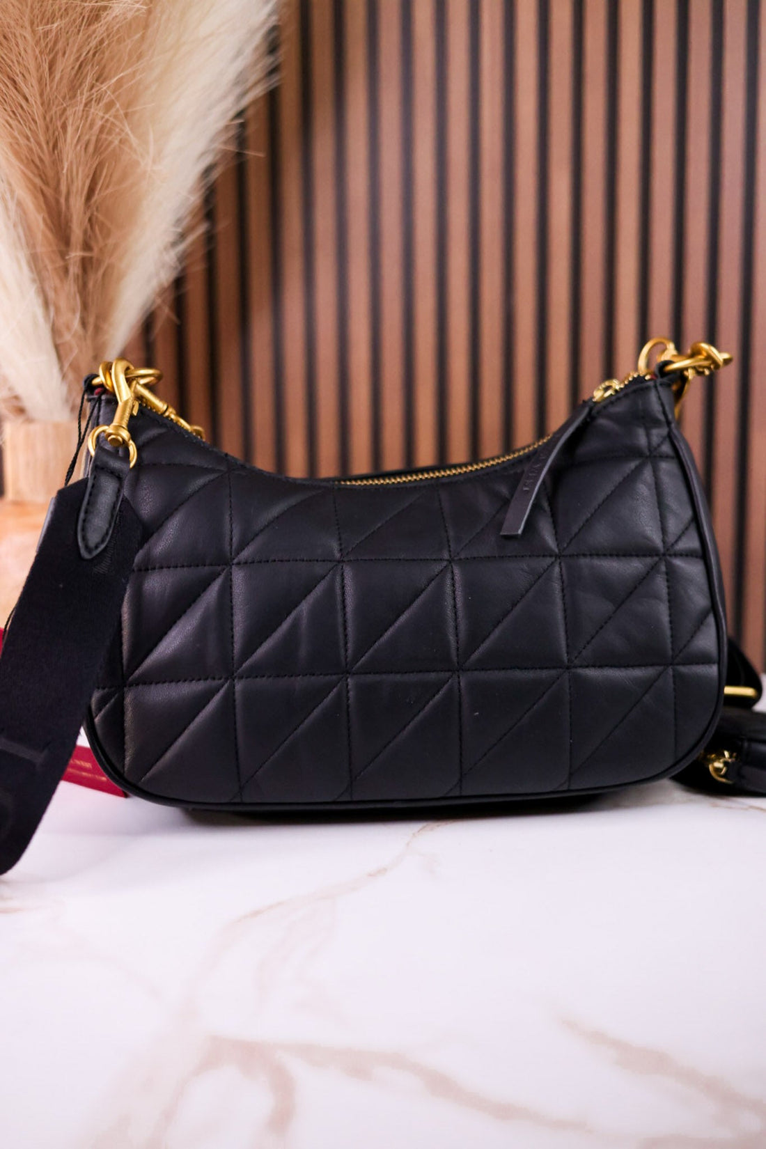 Black Quilted Nappa Leather Bag - Whiskey Skies - MYRA BAGS