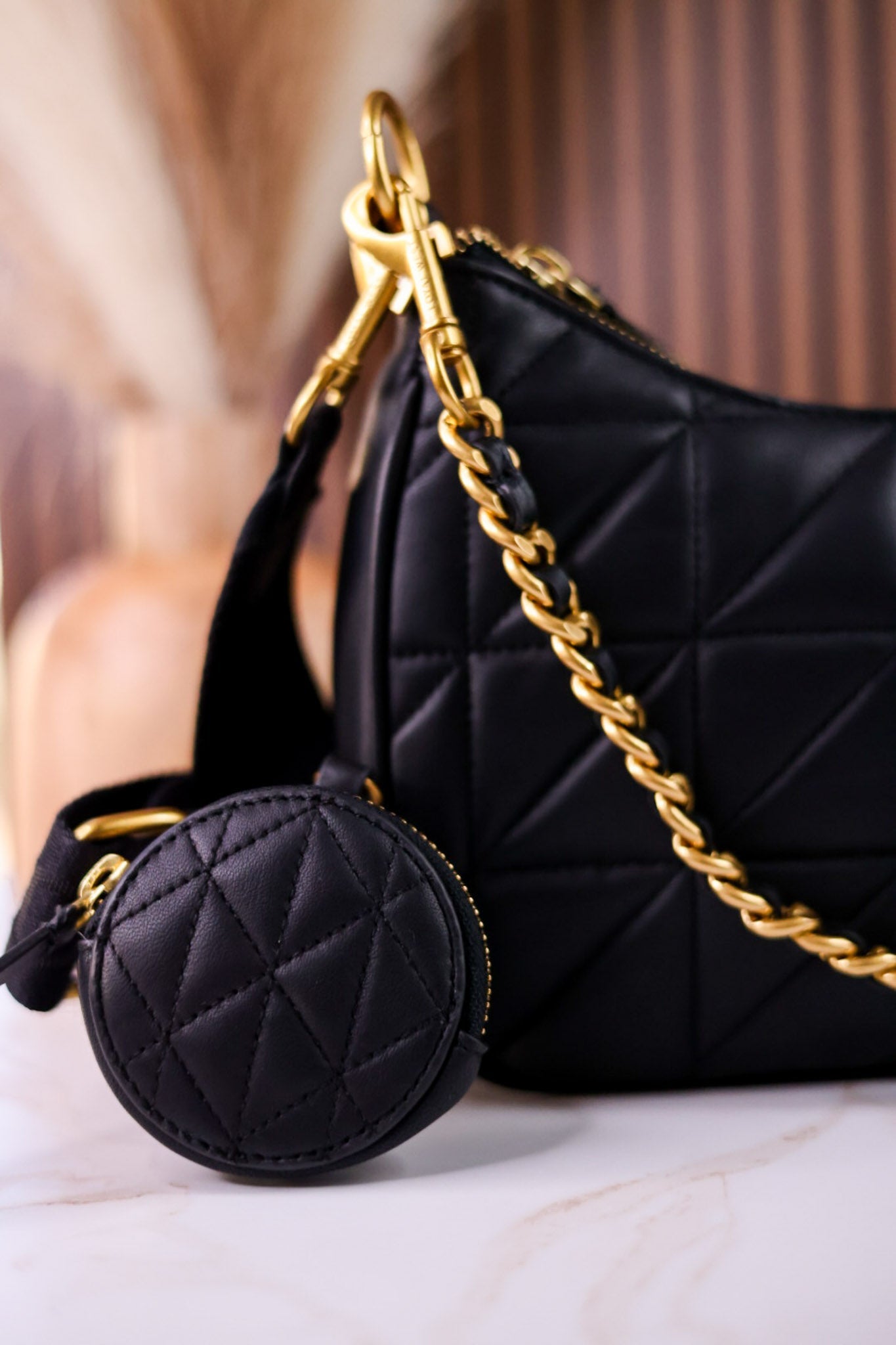 Black Quilted Nappa Leather Bag - Whiskey Skies - MYRA BAGS