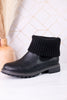 Black Quiver Ankle Booties With Sweater Cuff - Whiskey Skies - CORKYS FOOTWEAR