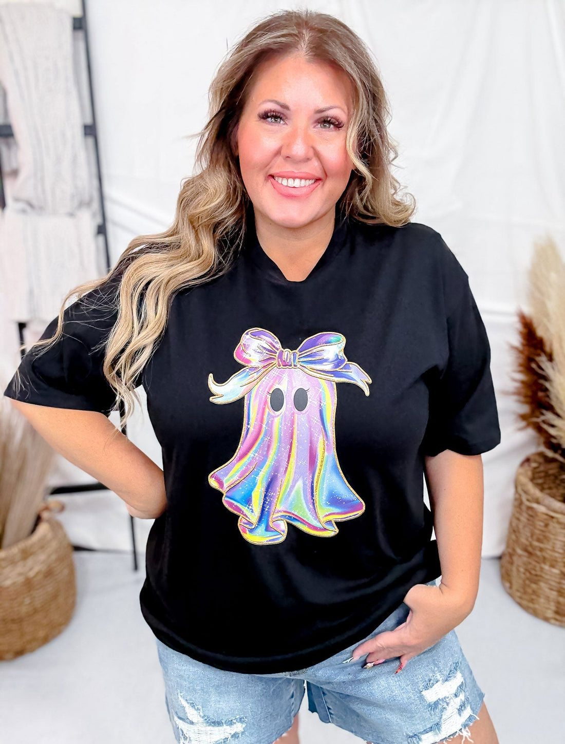Black Rainbow Ghost Short Sleeve Graphic Tee - Whiskey Skies - JOCO INK GRAPHIC APPAREL