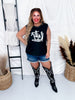 Black Rank Embroidered Horse Tank Top - Whiskey Skies - ROWDY CROWD CLOTHING