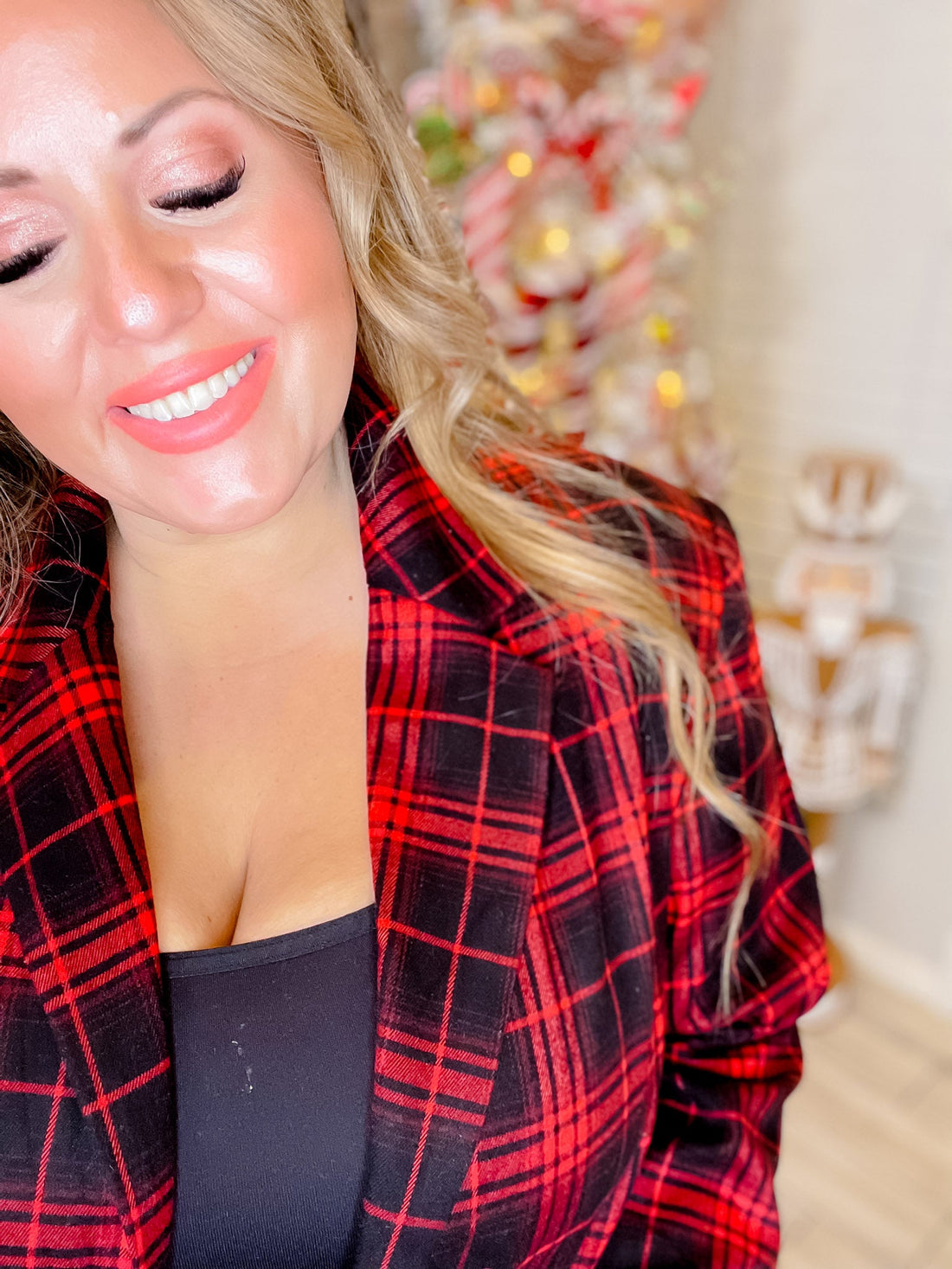 Black & Red Plaid Blazer - Whiskey Skies - SOUTHERN GRACE