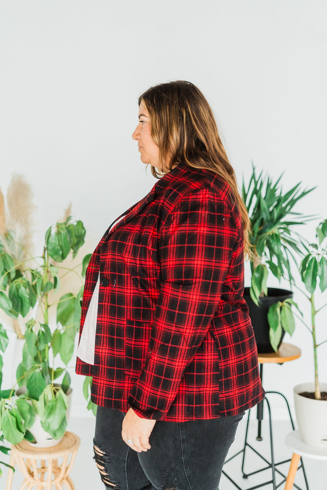 Black & Red Plaid Blazer - Whiskey Skies - SOUTHERN GRACE