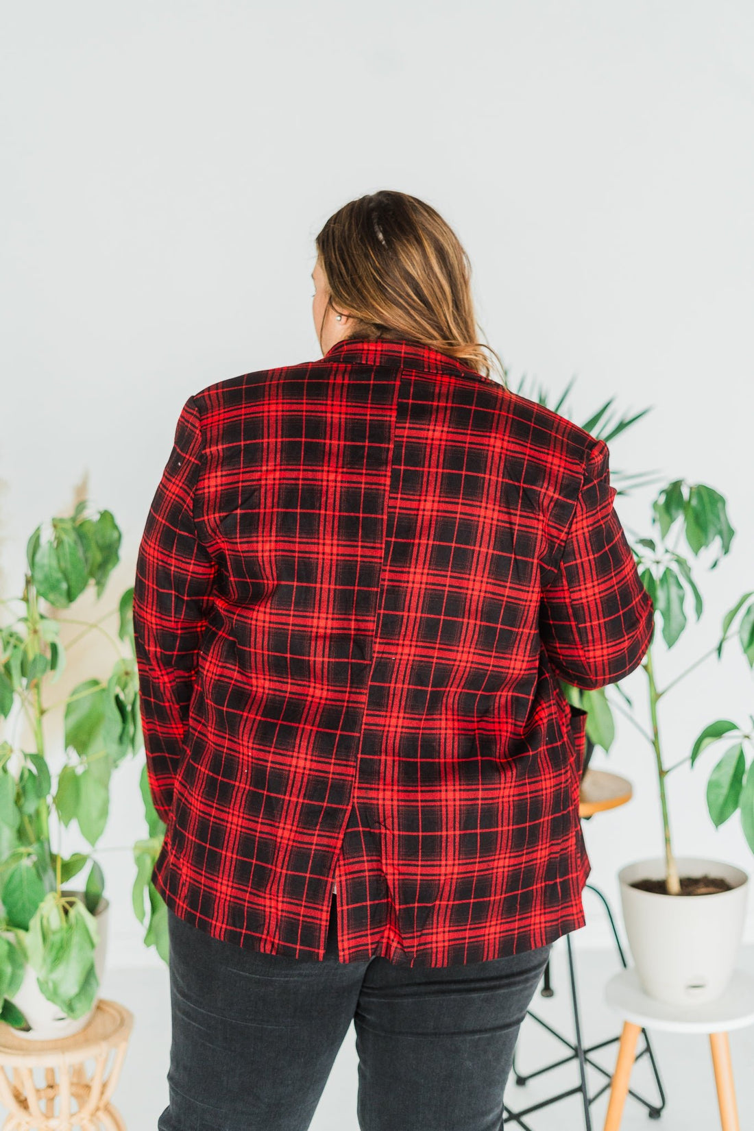 Black & Red Plaid Blazer - Whiskey Skies - SOUTHERN GRACE