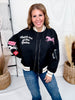 Black Retro Rodeo Embroidered Bomber Jacket - Whiskey Skies - DAVI & DANI