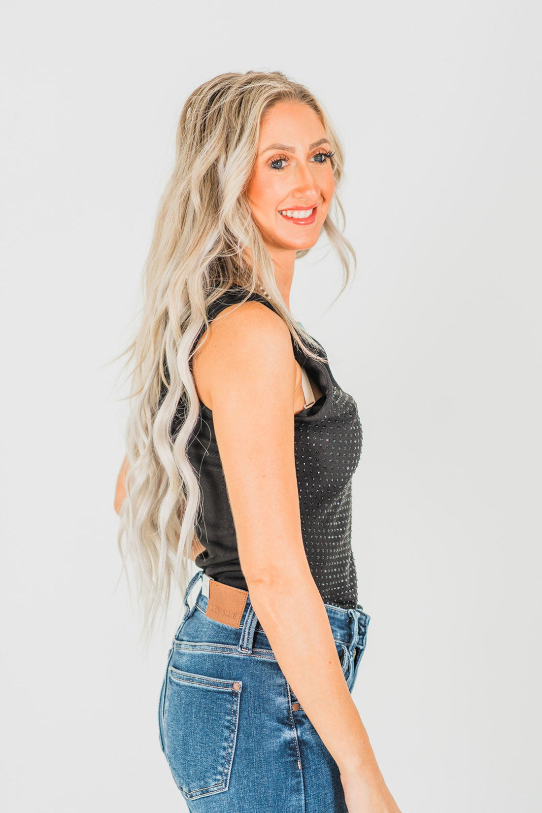 Black Rhinestone Bodysuit - Whiskey Skies - WHITE BIRCH