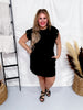 Black Ribbed Knit Mini Dress W/ Button Details - Whiskey Skies - UMGEE