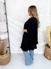 Black Ruffled Hem Open Front Cardigan - Whiskey Skies - EASEL