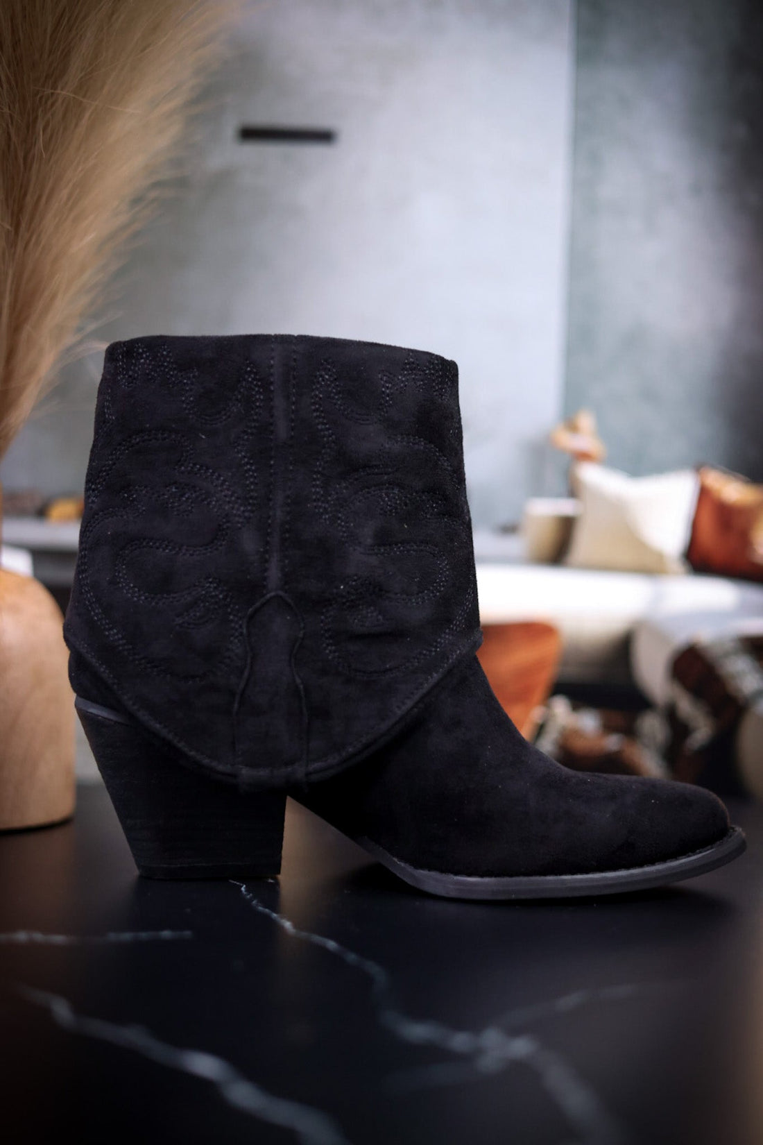 Black Saylor Ankle Boots - Whiskey Skies - VERY G