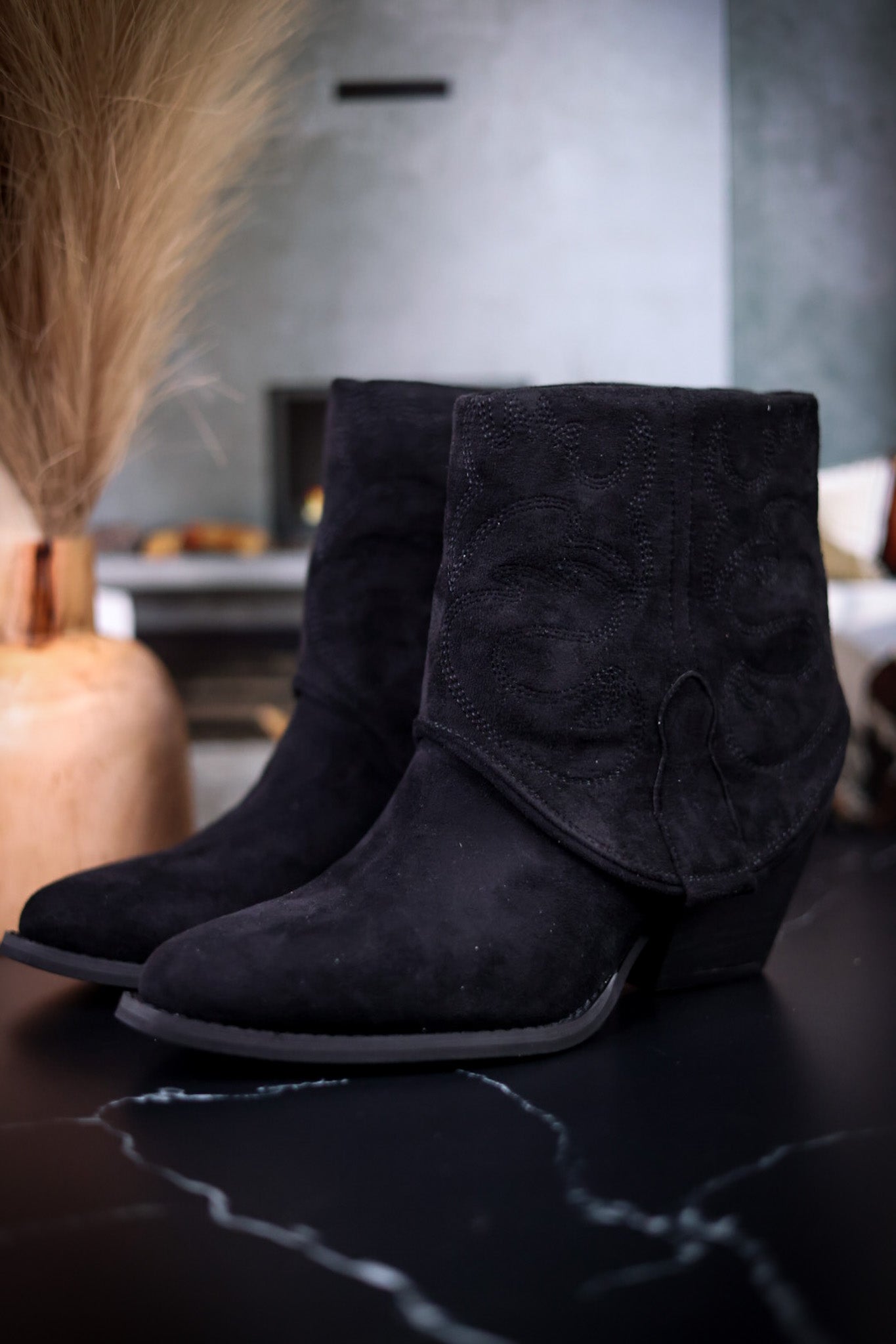 Black Saylor Ankle Boots - Whiskey Skies - VERY G