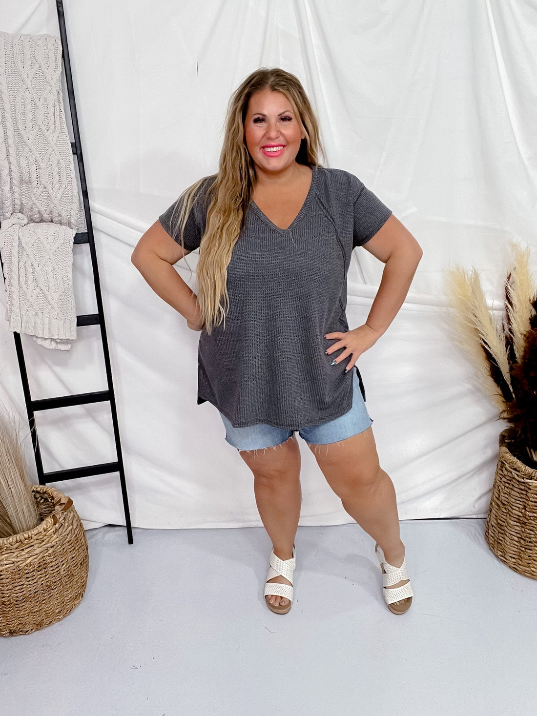 Black Short Sleeve Hi - Low Tunic Top - Whiskey Skies - ANDREE BY UNIT