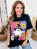 Black Short Sleeve Neon Witch Ghost Graphic Tee - Whiskey Skies - GLAIME