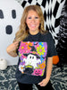 Black Short Sleeve Neon Witch Ghost Graphic Tee - Whiskey Skies - GLAIME
