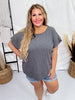 Black Short Sleeve Waffle Tunic Top - Whiskey Skies - ANDREE BY UNIT